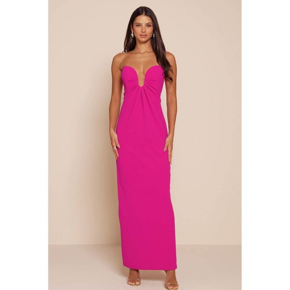 Lulus NWT Thula Magenta Cutout U-Bar Column Maxi Dress - Small